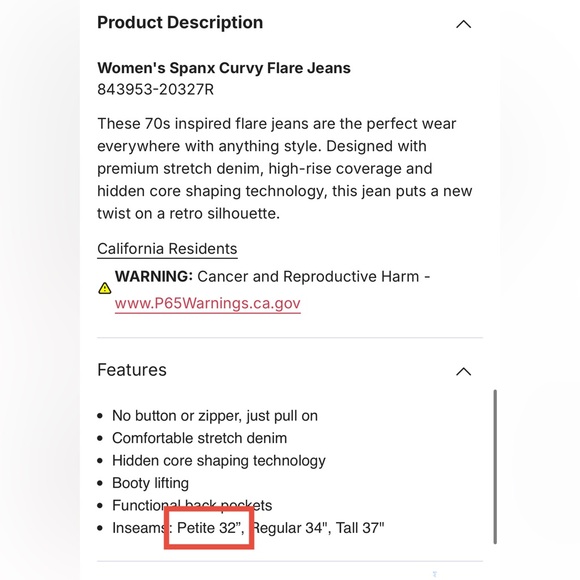 Spanx High Rise Flare Jeans (size small petite) EUC - Picture 7 of 12